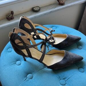 Elegant dark grey Suede Women's Heels